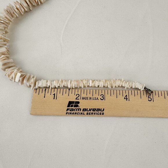 Natural Shell Chip Bead Necklace With Brass Clasp Puka Seashell Choker 18 Inches - Picture 8 of 8